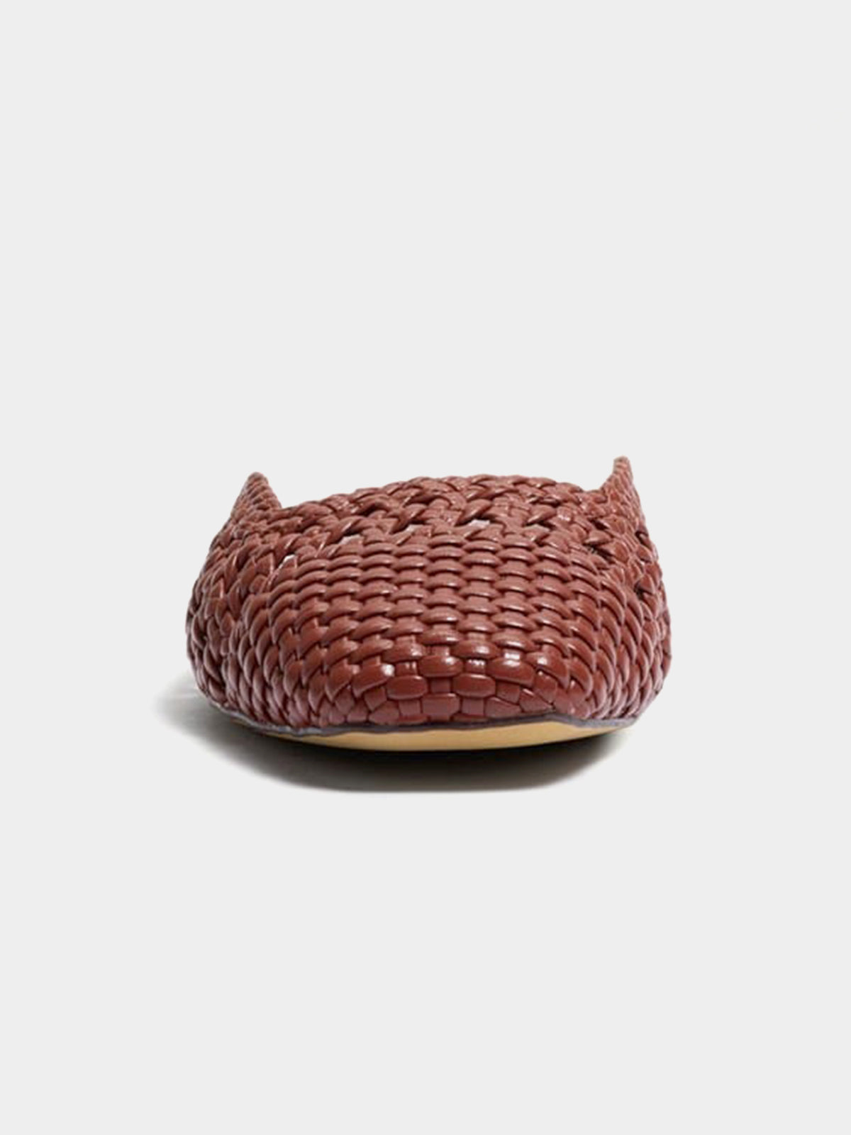 Woven Vegan Leather Square-Toe Cutout Backless Flats - Brown
