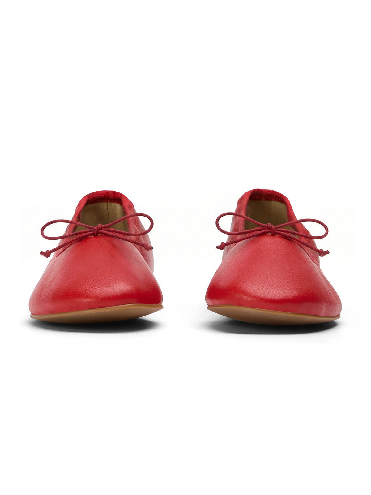 Red Round-Toe Chic Front Bow Slip-On Ballet Simple Flats