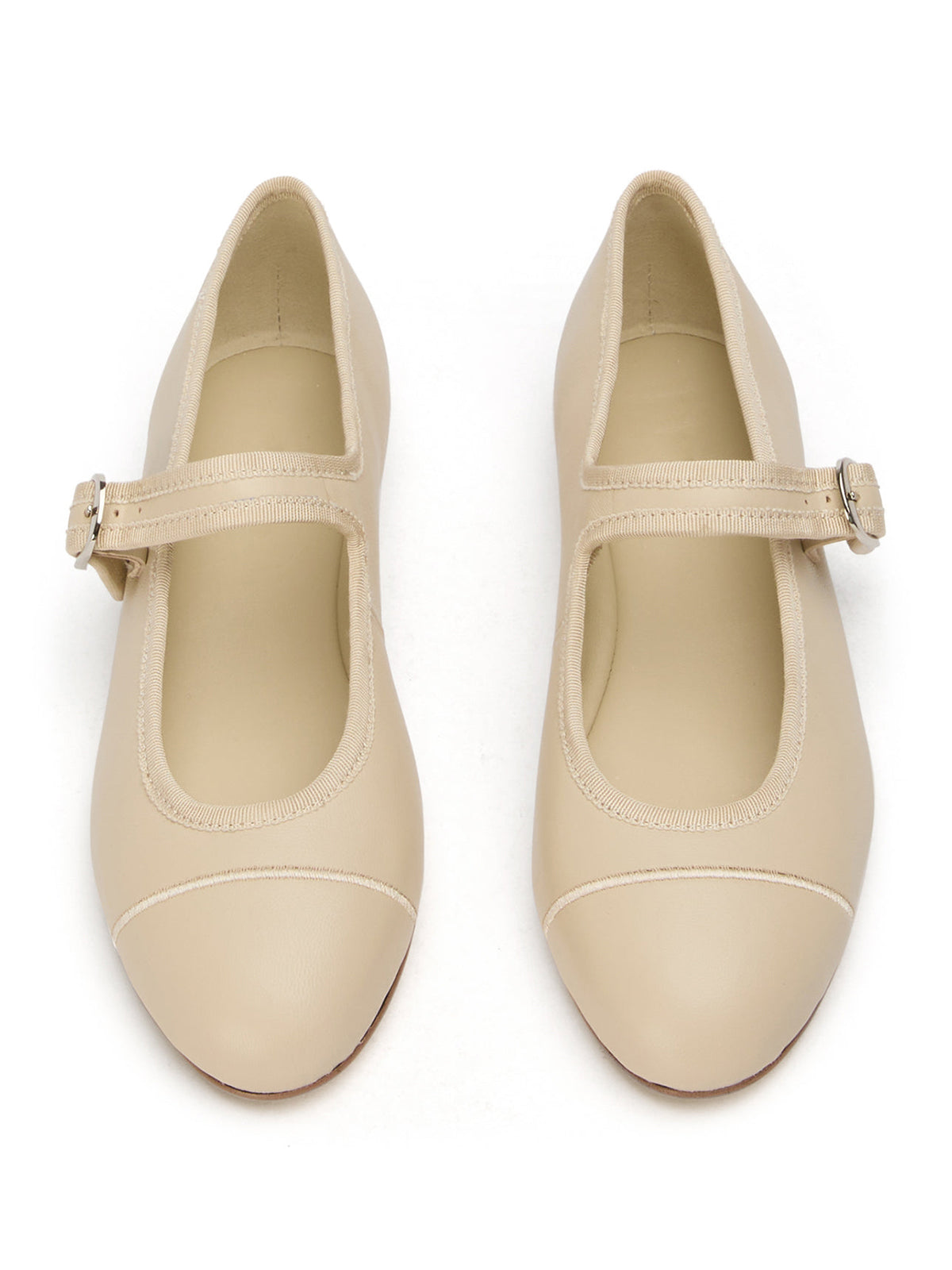 Beige Round-Toe Chic Mary Jane Slip-On Ballet Simple Flats