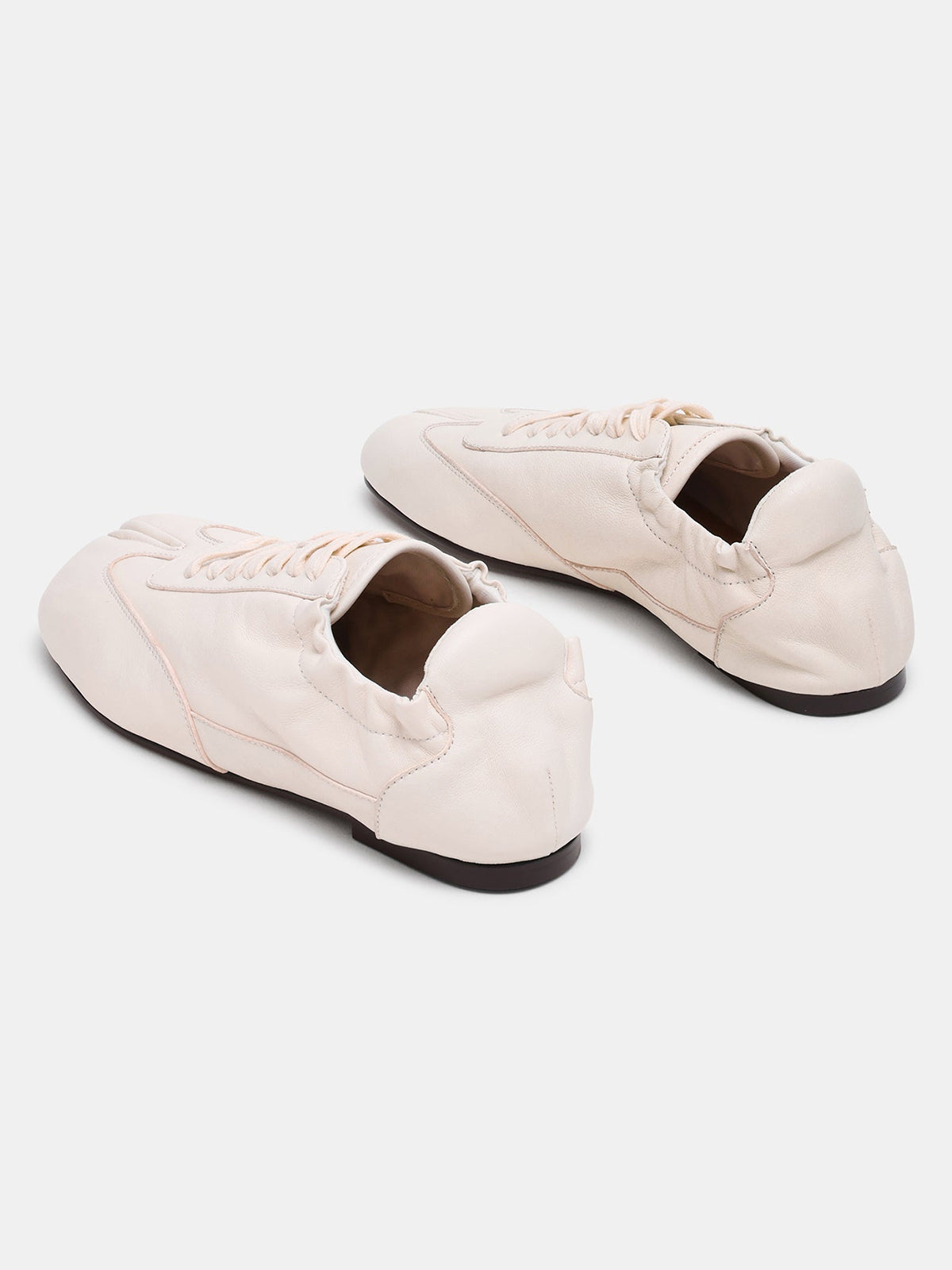 White Split-Toe Classic Lace-Up Flats Sneakers