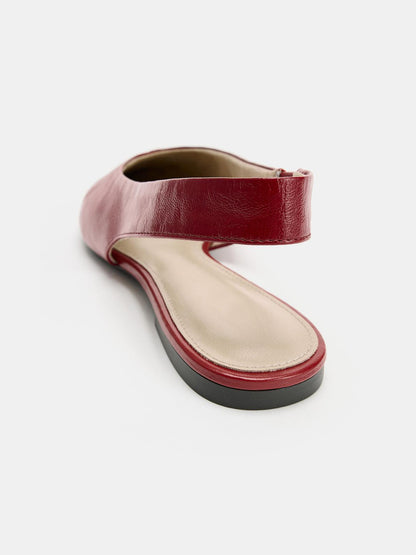 Red Pointed-Toe Slingback Sleek Flats