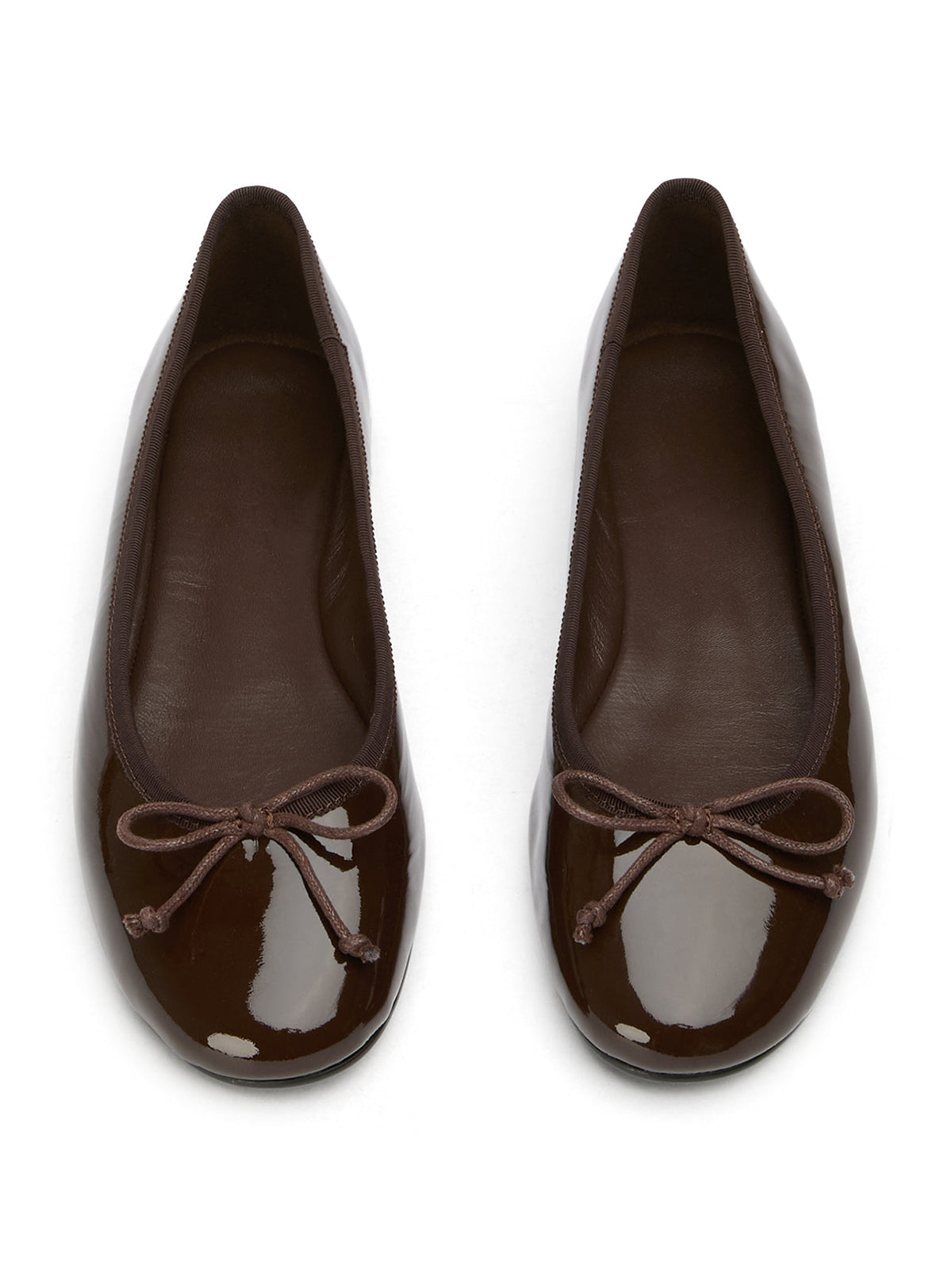 Round-Toe Chic Front Bow Slip-On Ballet Simple Flats - Patent Coffee
