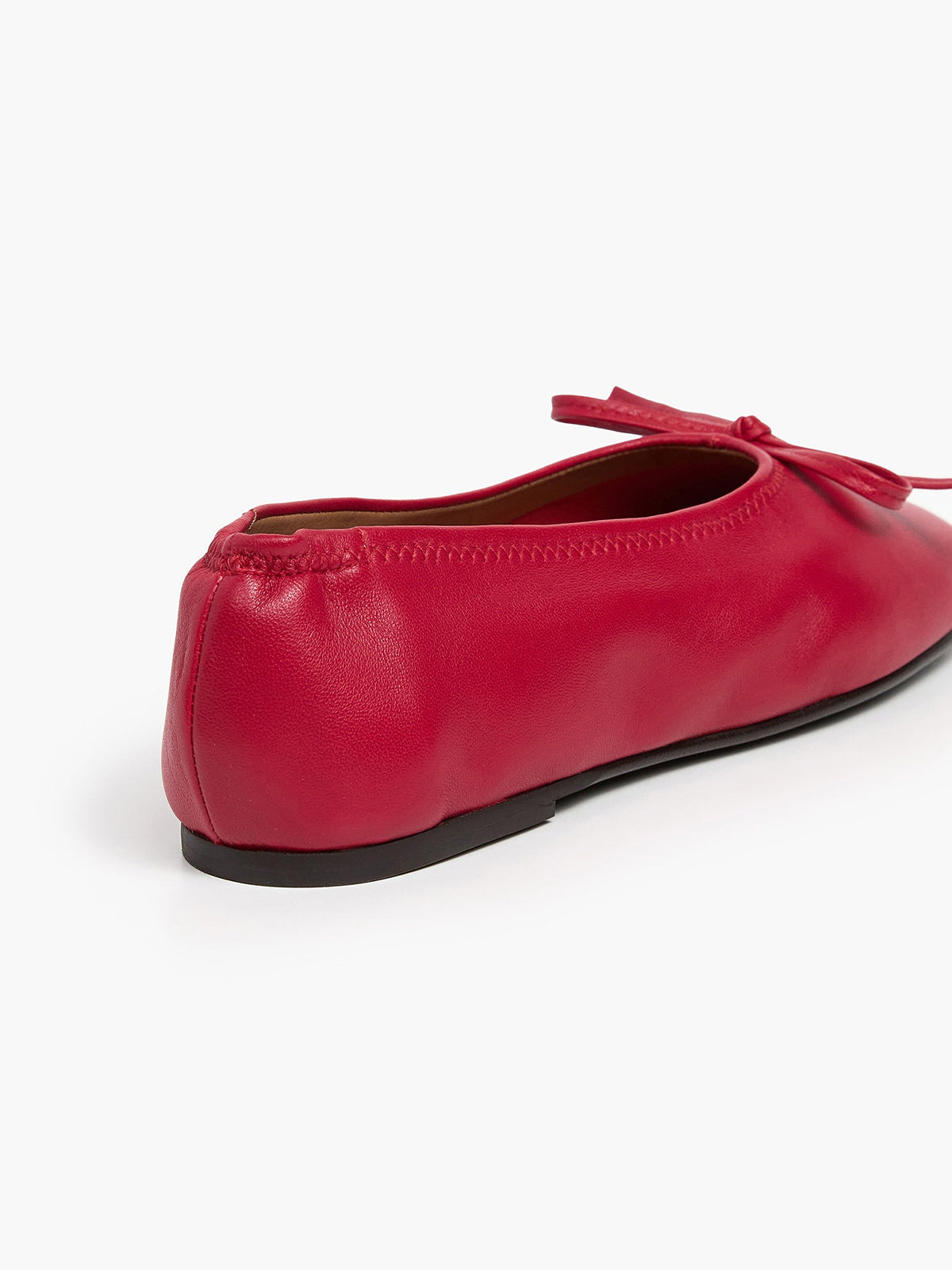 Red Classic Square-Toe Front Bow Simple Ballet Flats