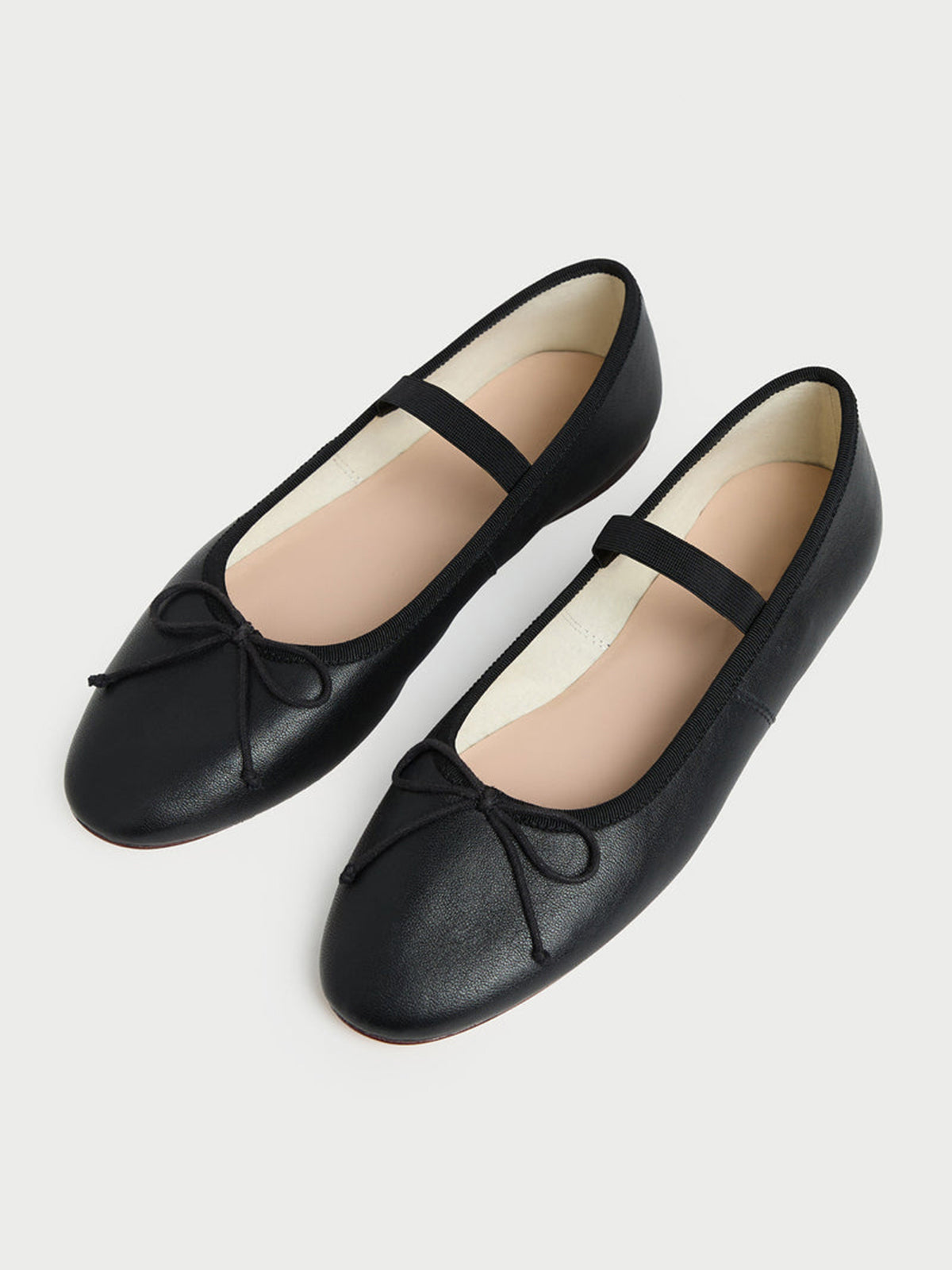 Black Vegan Leather Round-Toe Mary Jane Front Bow Ballet Flats