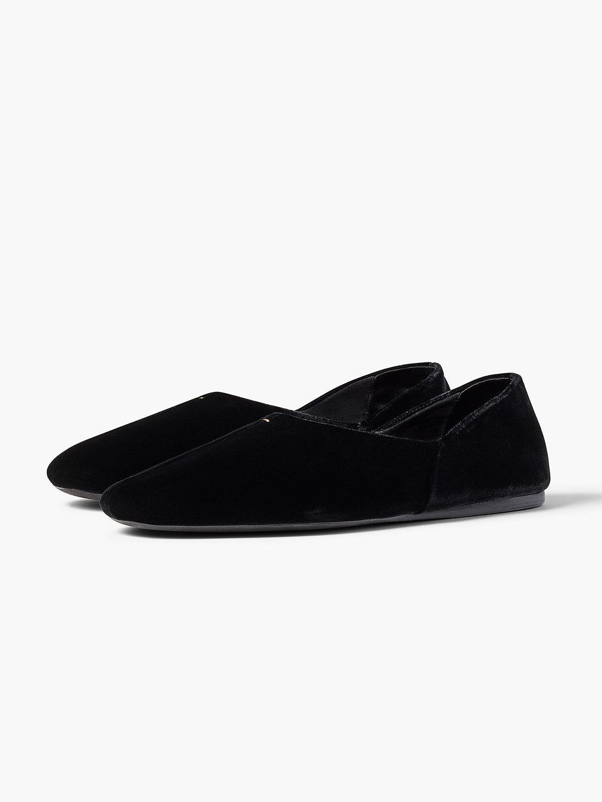 Slip-On Round-Toe Simple Ballet Flats - Black Velvet