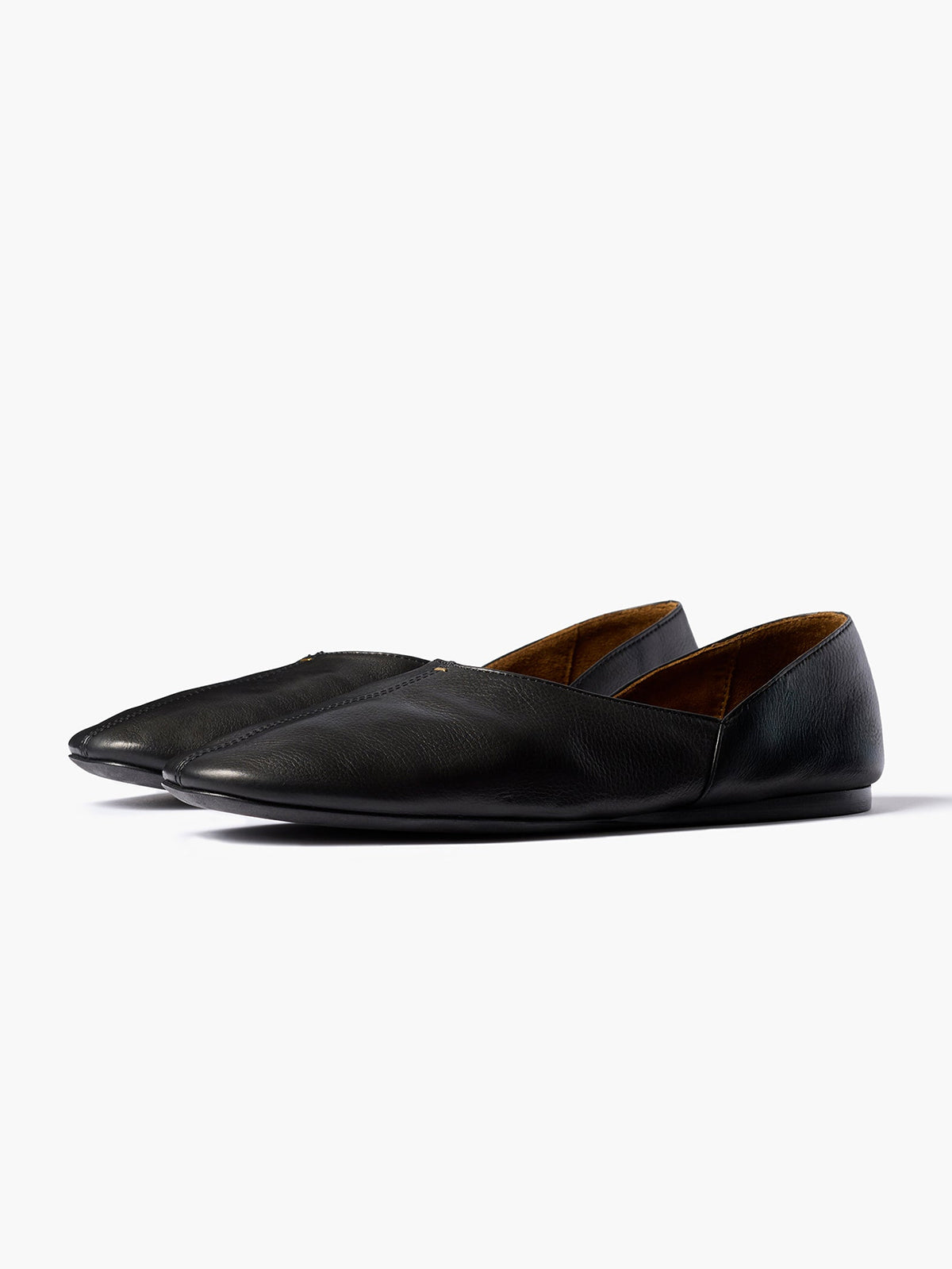 Slip-On Round-Toe Simple Ballet Flats - Black Vegan Leather