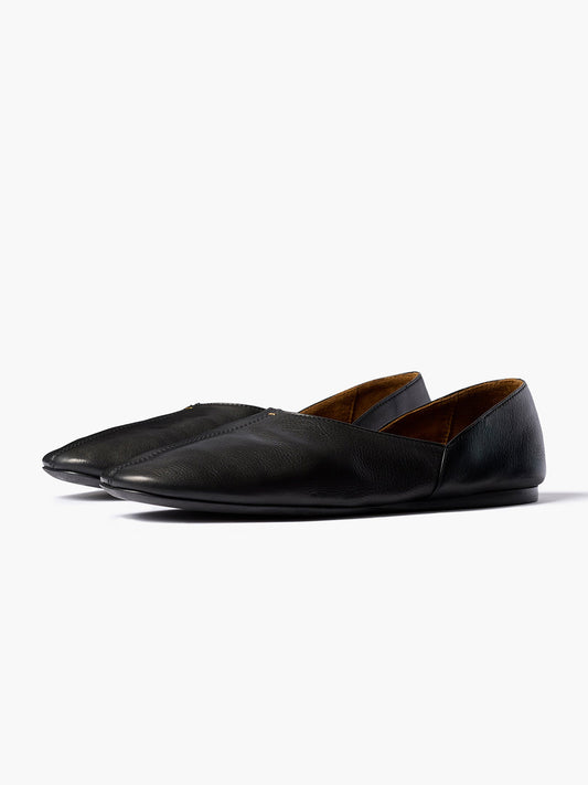 Slip-On Round-Toe Simple Ballet Flats - Black Vegan Leather