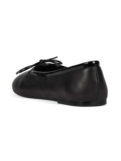 Chic Round-Toe Front Bow Slip-On Ballet Flats - Black