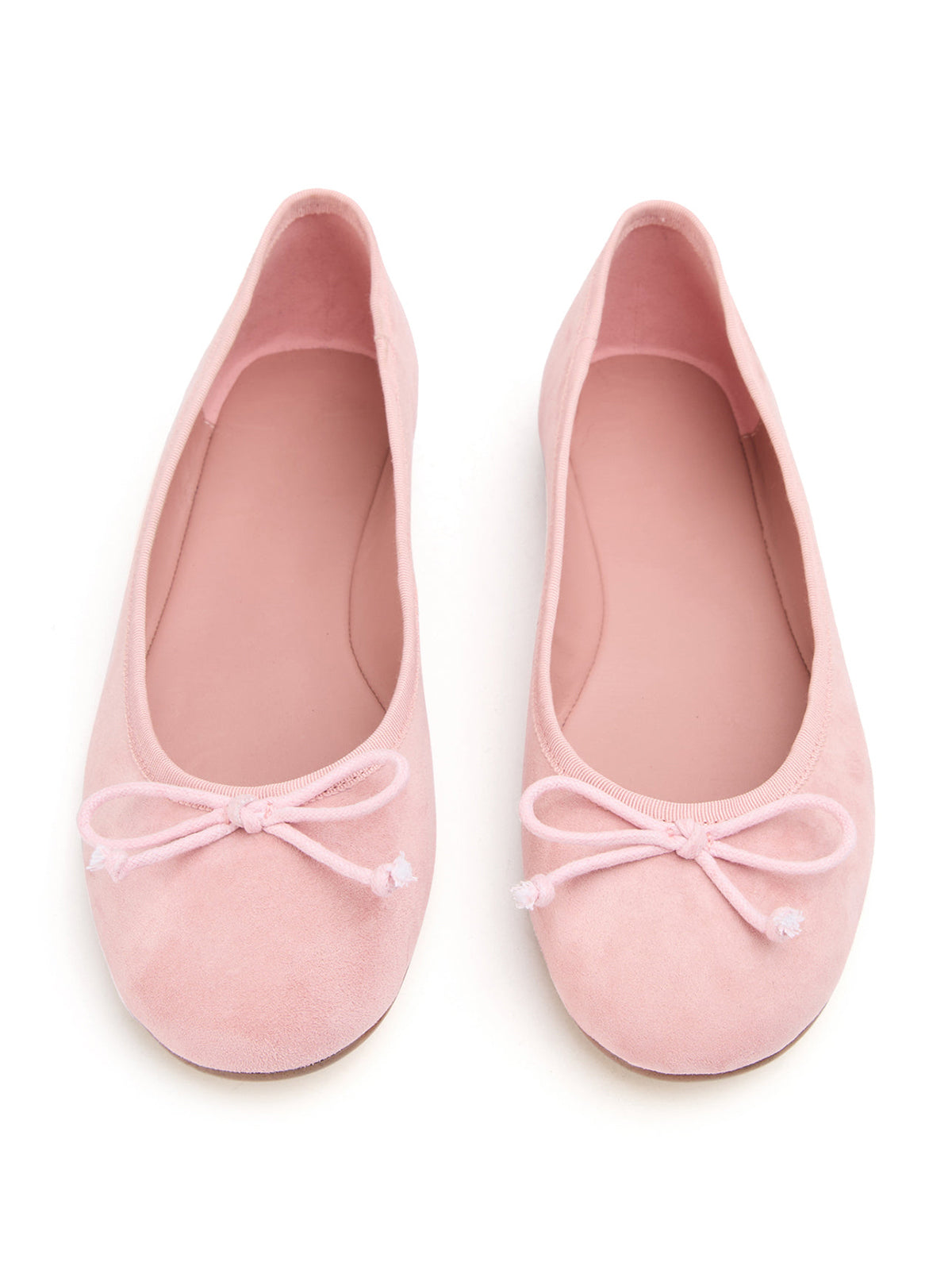 Round-Toe Chic Front Bow Slip-On Ballet Simple Flats - Pink Faux Suede