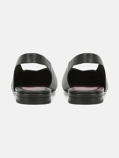 Black Vegan Leather Square-Toe Chic Back Strap Mules Flats