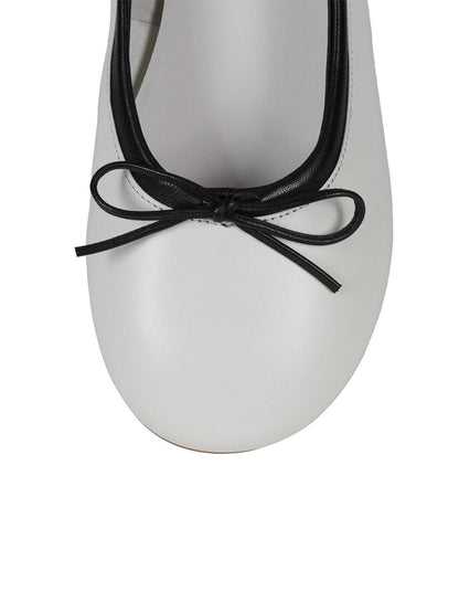 Chic Round-Toe Front Bow Slip-On Ballet Flats - White