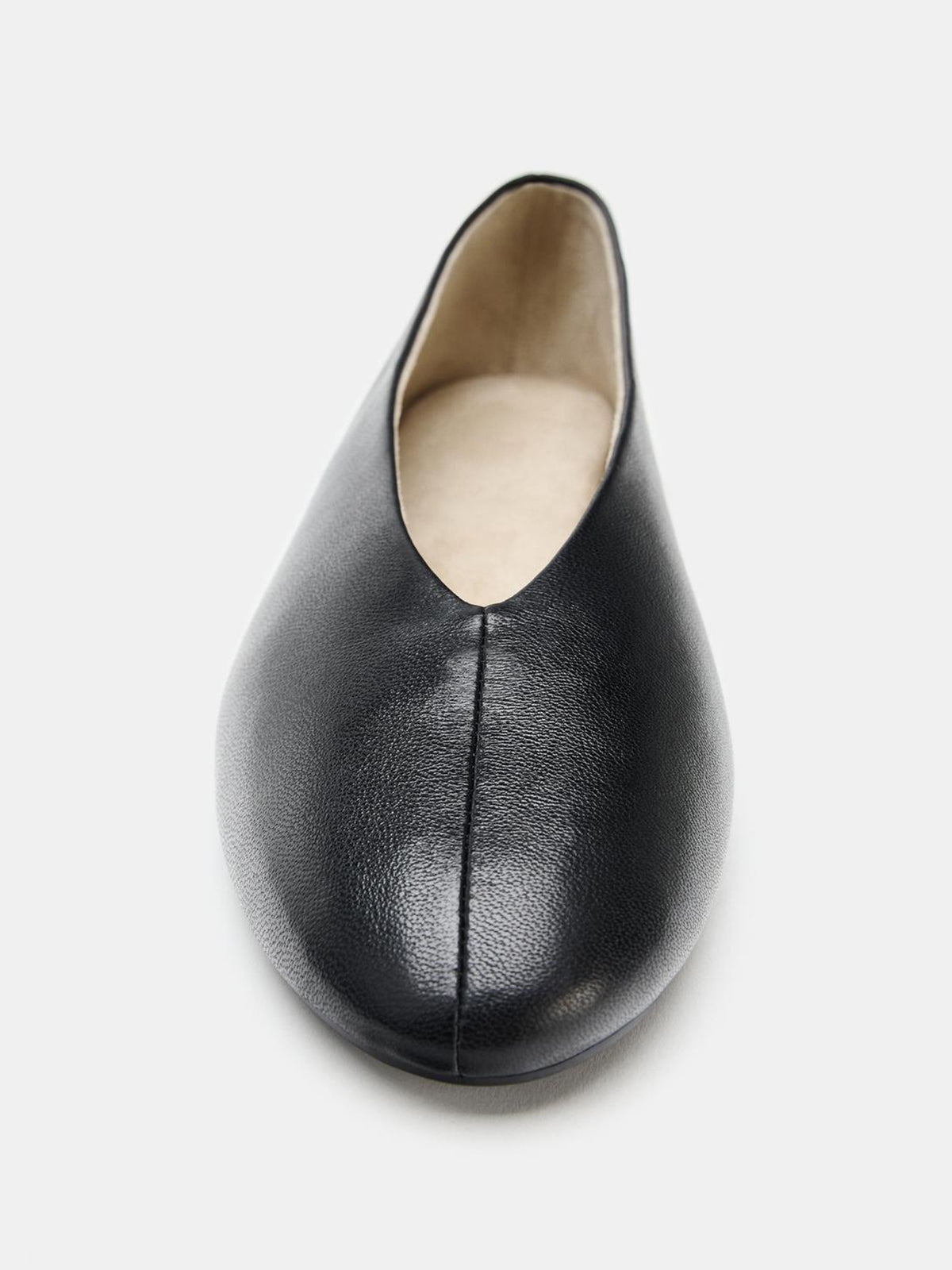 Black Vegan Leather Round-Toe Slip-On Ballet Flats