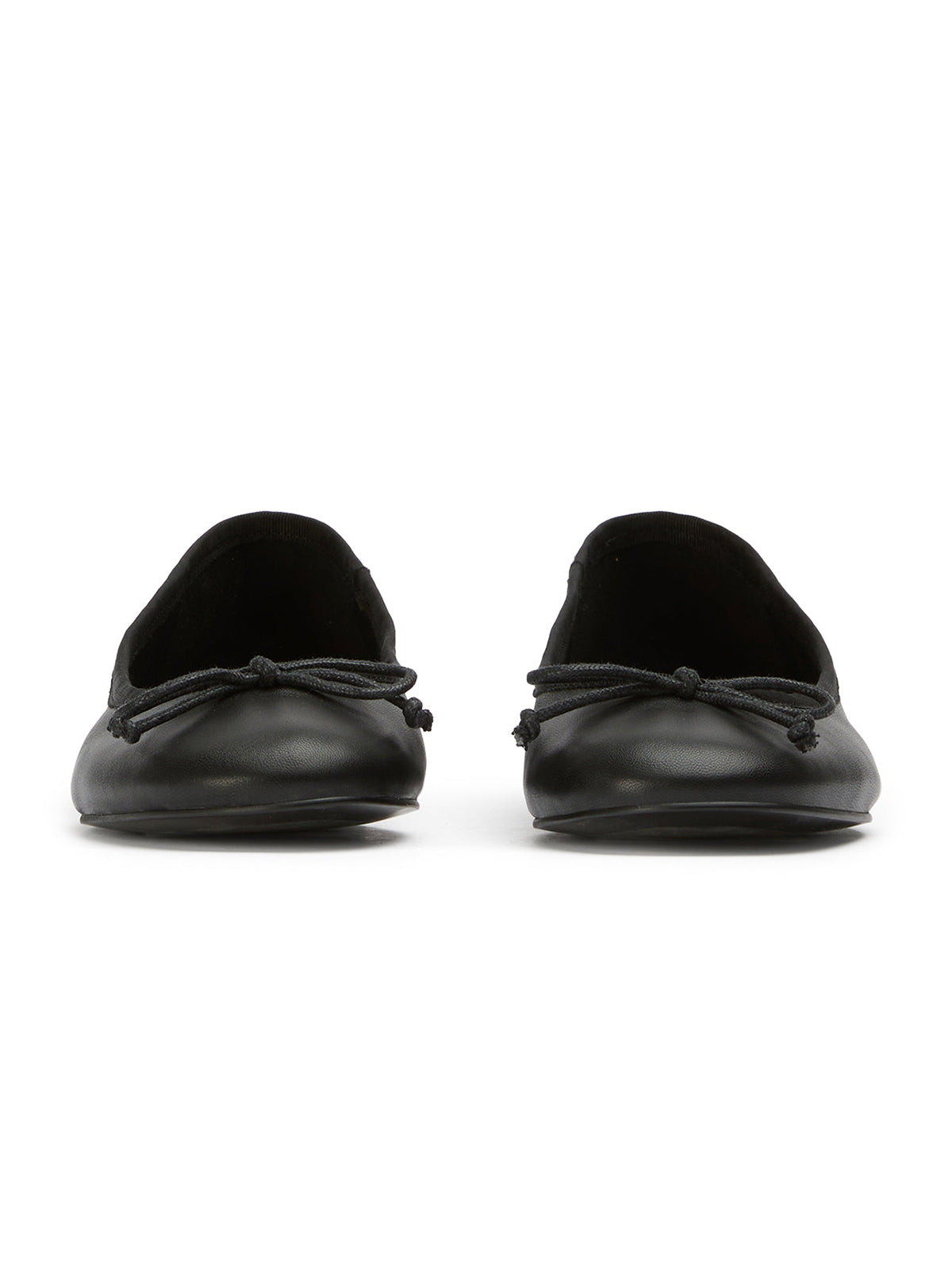 Round-Toe Chic Front Bow Slip-On Ballet Simple Flats - Black