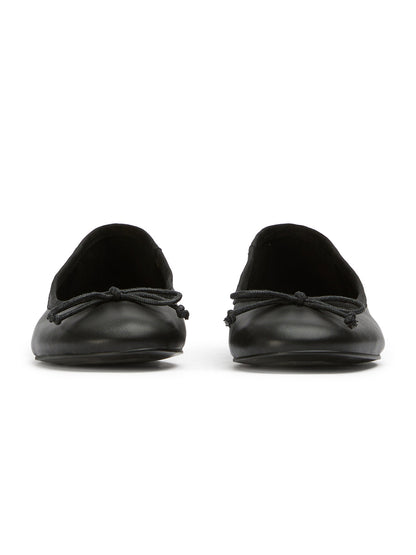 Round-Toe Chic Front Bow Slip-On Ballet Simple Flats - Black