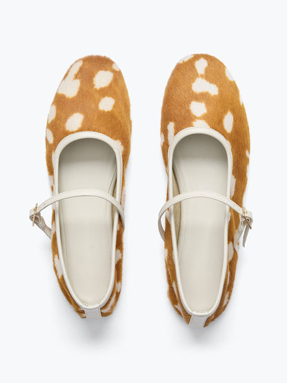 Chic Square-Toe Mary Jane Slip-On Ballet Flats - Deer Pattern