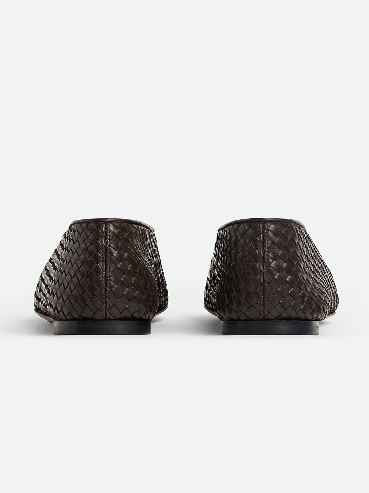 Chocolate Woven Vegan Leather Round-Toe Slip-On Ballet Flats