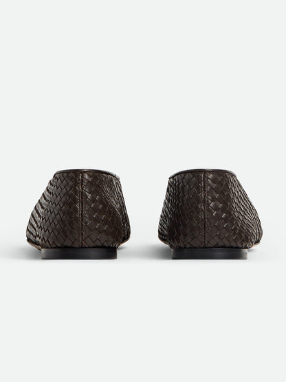 Chocolate Woven Vegan Leather Round-Toe Slip-On Ballet Flats