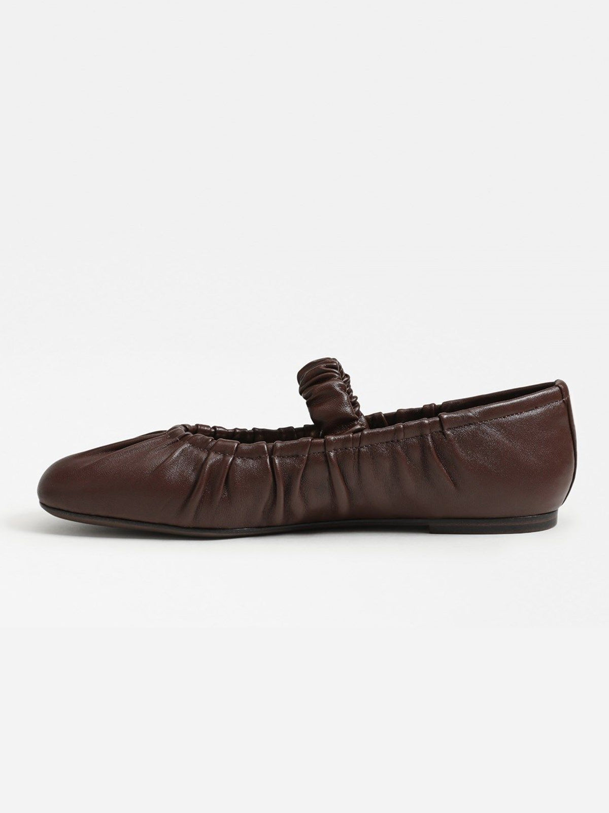 Coffee Square-Toe Elastic Mary Jane Classic Ballet Flats