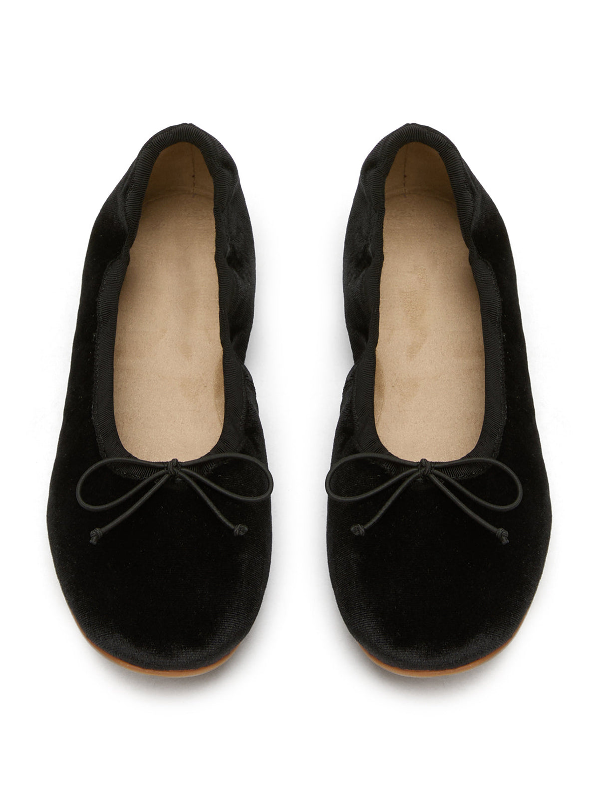 Black Velvet Round-Toe Chic Front Bow Slip-On Ballet Simple Flats