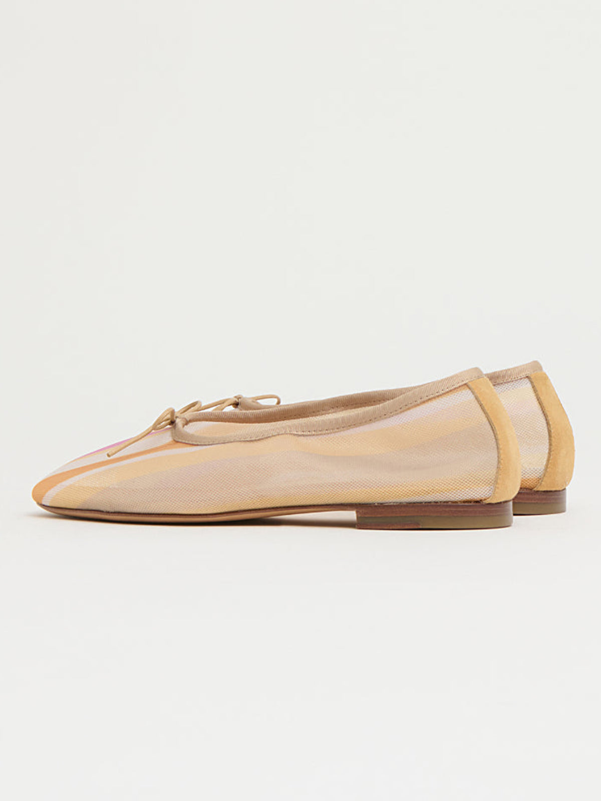 Sunset Mesh Round-Toe Simple Chic Ballet Flats With Front Bow