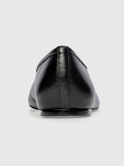 Classic Black Vegan Leather Square-Toe Sleek Chic Ballet Flats