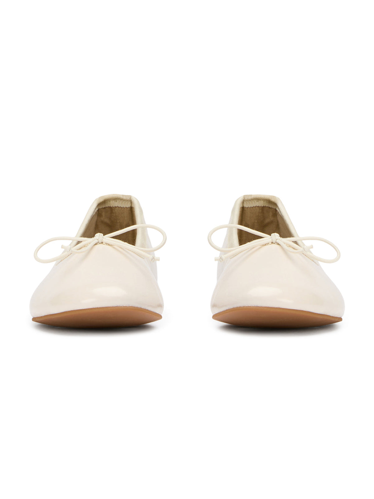 Ivory Round-Toe Chic Front Bow Slip-On Ballet Simple Flats