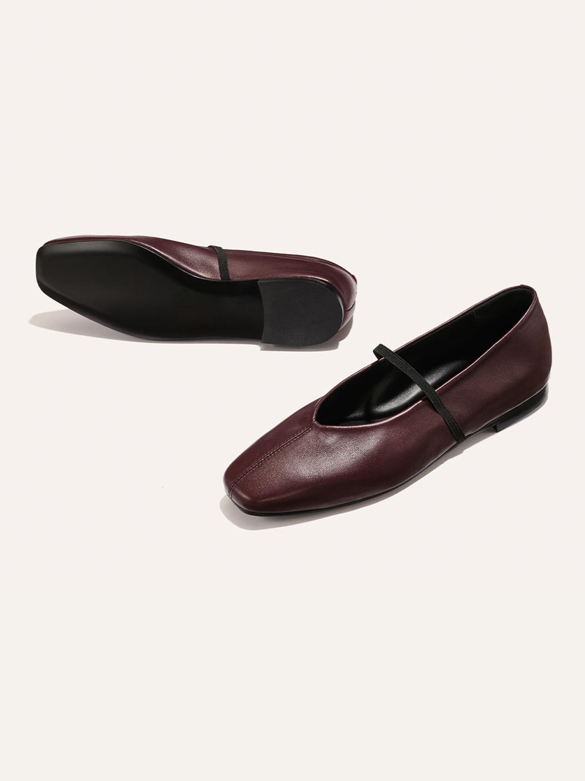 Mary Jane Square-Toe Slip-On Chic Ballet Flats - Burgundy