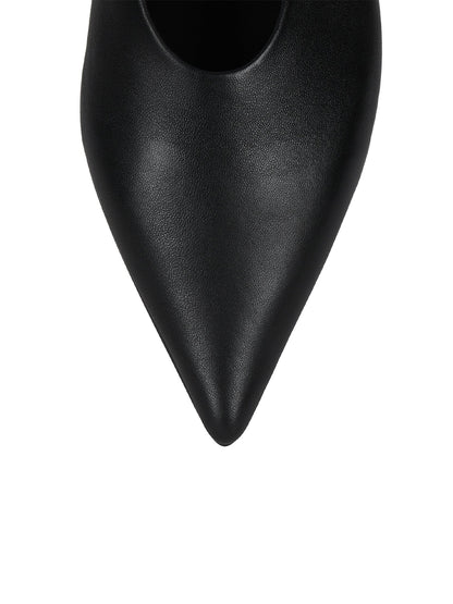 Black Pointed-Toe Wide Ankle Strap With Buckle Flats