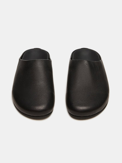 Black Round-Toe Slip-On Flats Slide