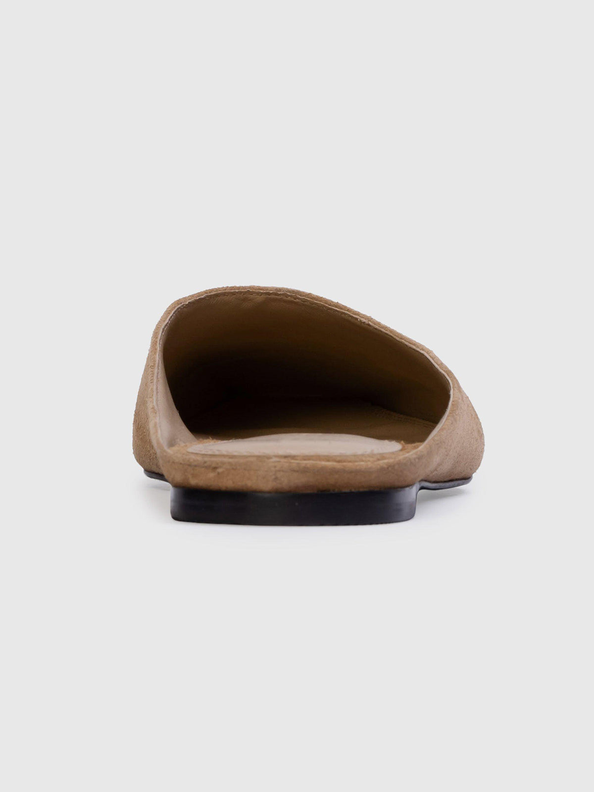 Sand Faux Suede Square-Toe Backless Flats