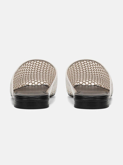 Ivory Mesh Square-Toe Chic Backless Simple Flats