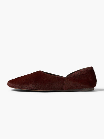 Slip-On Round-Toe Simple Ballet Flats - Burgundy