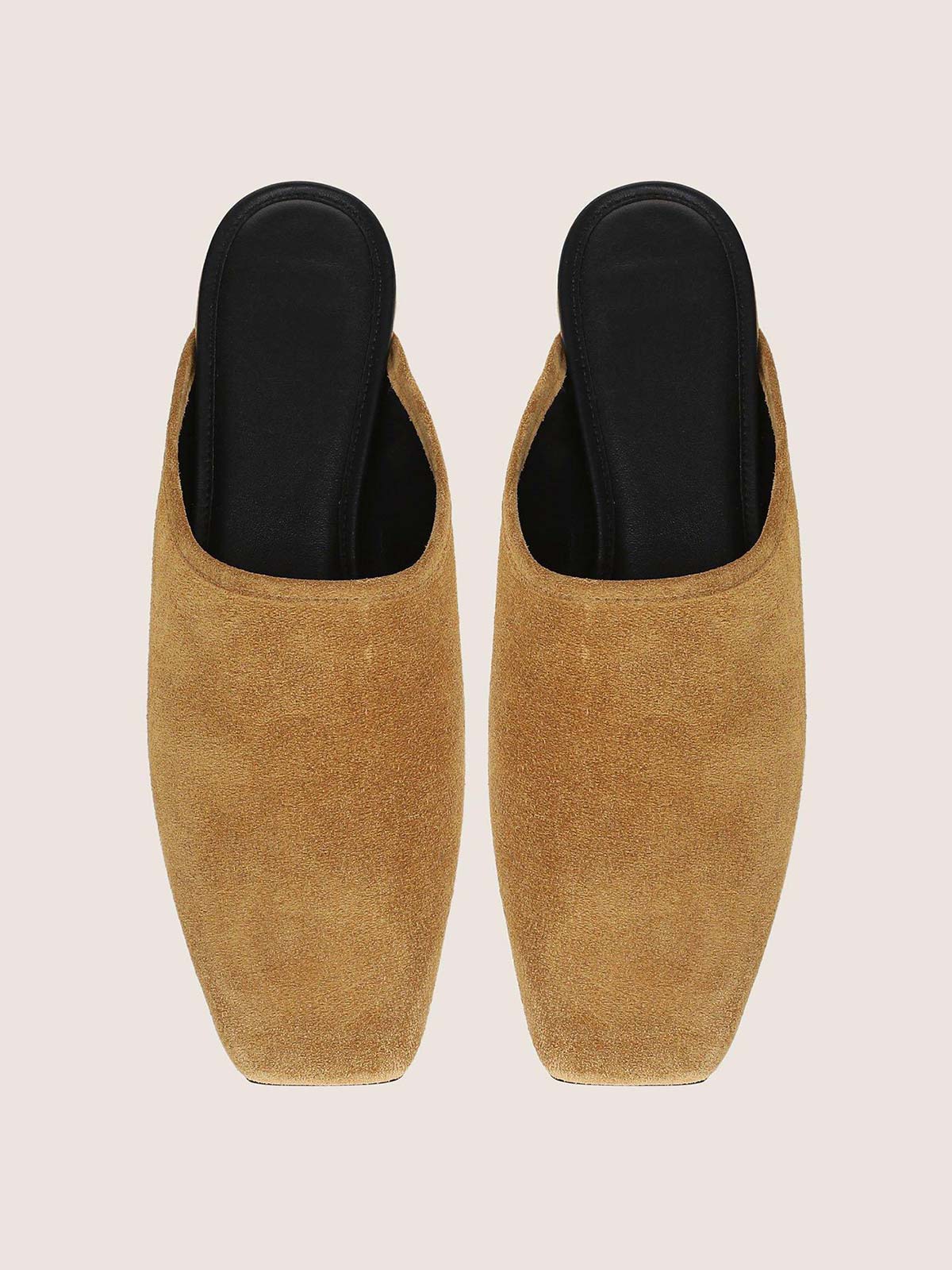 Honey Faux Suede Square-Toe Chic Backless Simple Flats