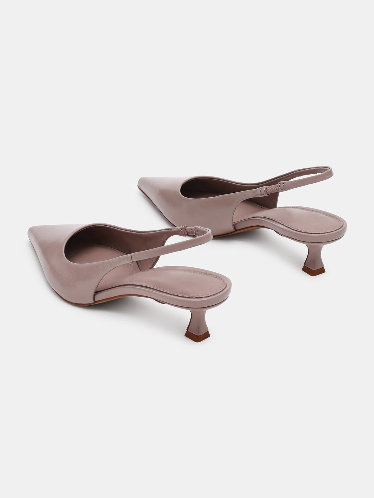 Gray Pointed-Toe Classic Back Strap Chic Kitten Heels