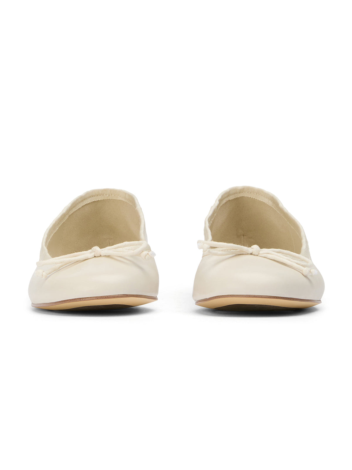 Round-Toe Chic Front Bow Slip-On Ballet Simple Flats - Ivory