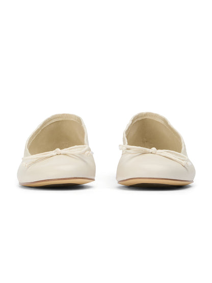 Round-Toe Chic Front Bow Slip-On Ballet Simple Flats - Ivory