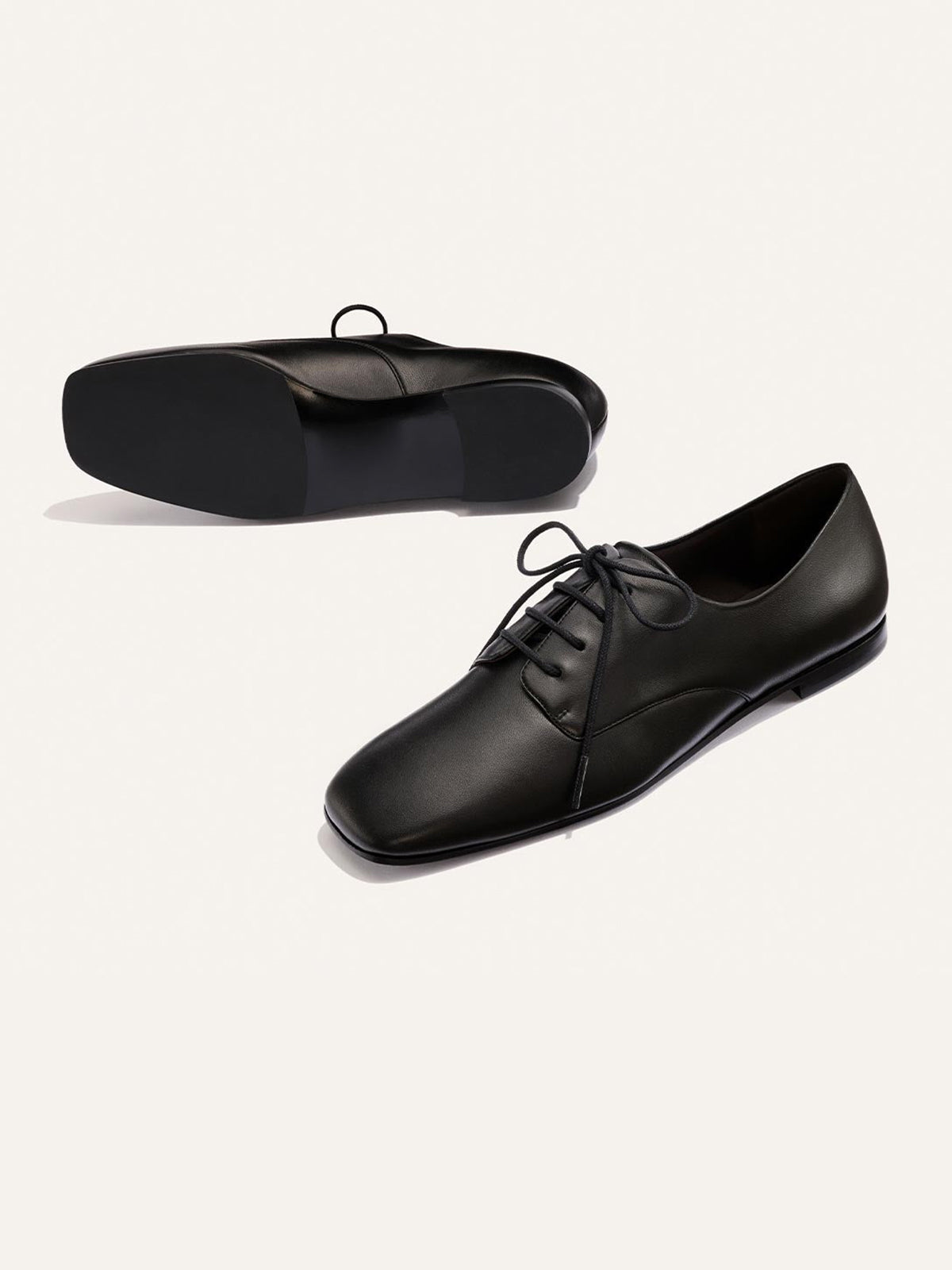 Black Square-Toe Chic Lace-Up Slip-On Sporty Flats