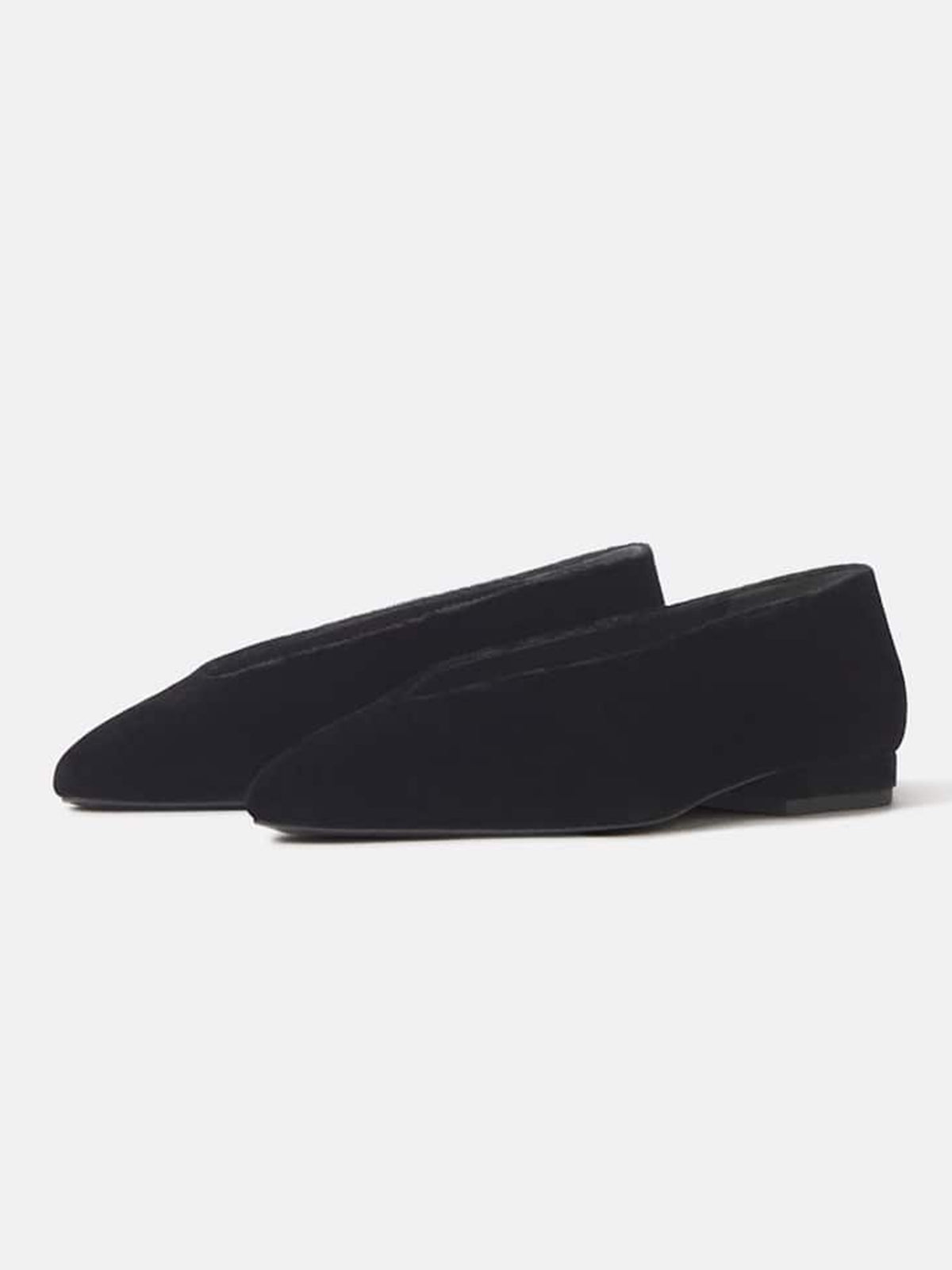 Black Velvet Pointed-Toe Slip-On Ballet Flats