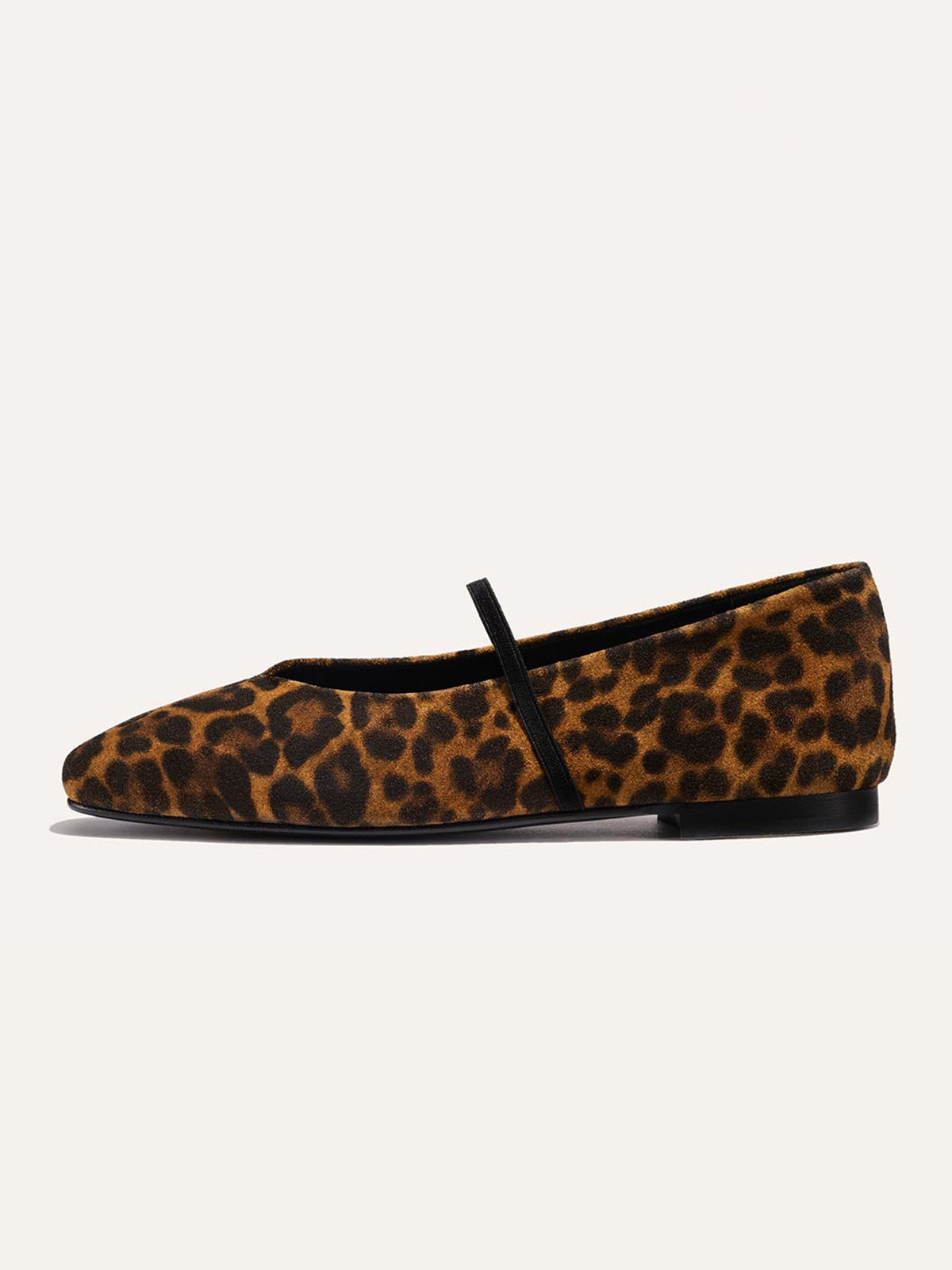Mary Jane Square-Toe Slip-On Chic Ballet Flats - Leopard Faux Suede