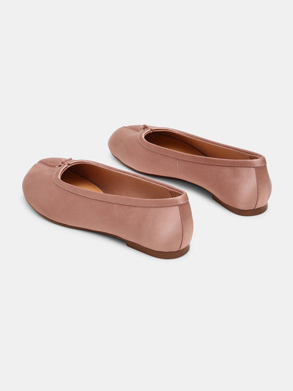 Pink Satin Split-Toe Slip-On Ballet Flats
