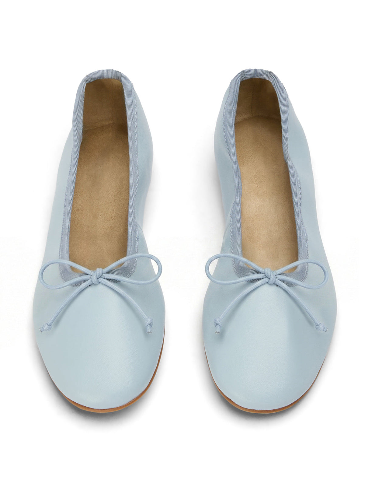 Sky Blue Round-Toe Chic Front Bow Slip-On Ballet Simple Flats