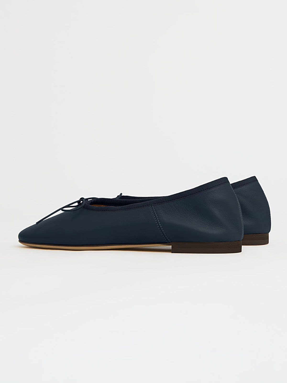 Navy Round-Toe Simple Chic Ballet Flats With Front Bow