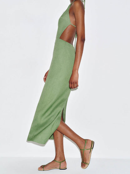 Nude Square-Toe Back And Ankle Strap Flats Sandals