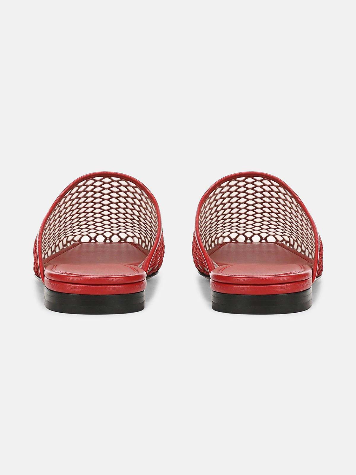 Red Mesh Square-Toe Chic Backless Simple Flats