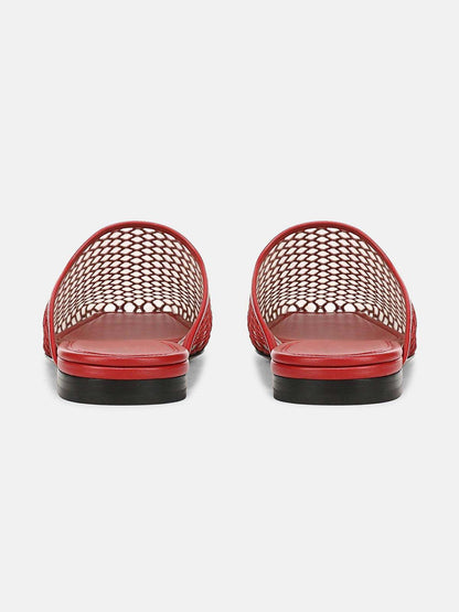 Red Mesh Square-Toe Chic Backless Simple Flats