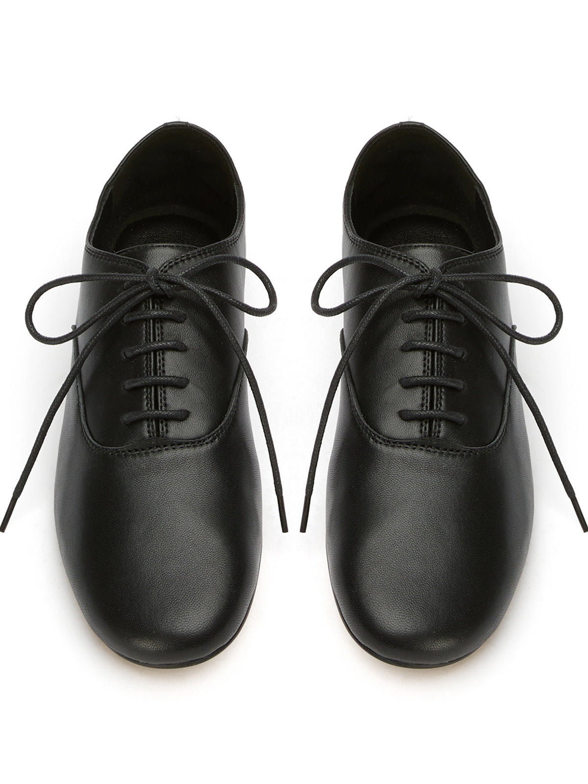 Black Round-Toe Chic Slip-On Lace-Up Sporty Flats