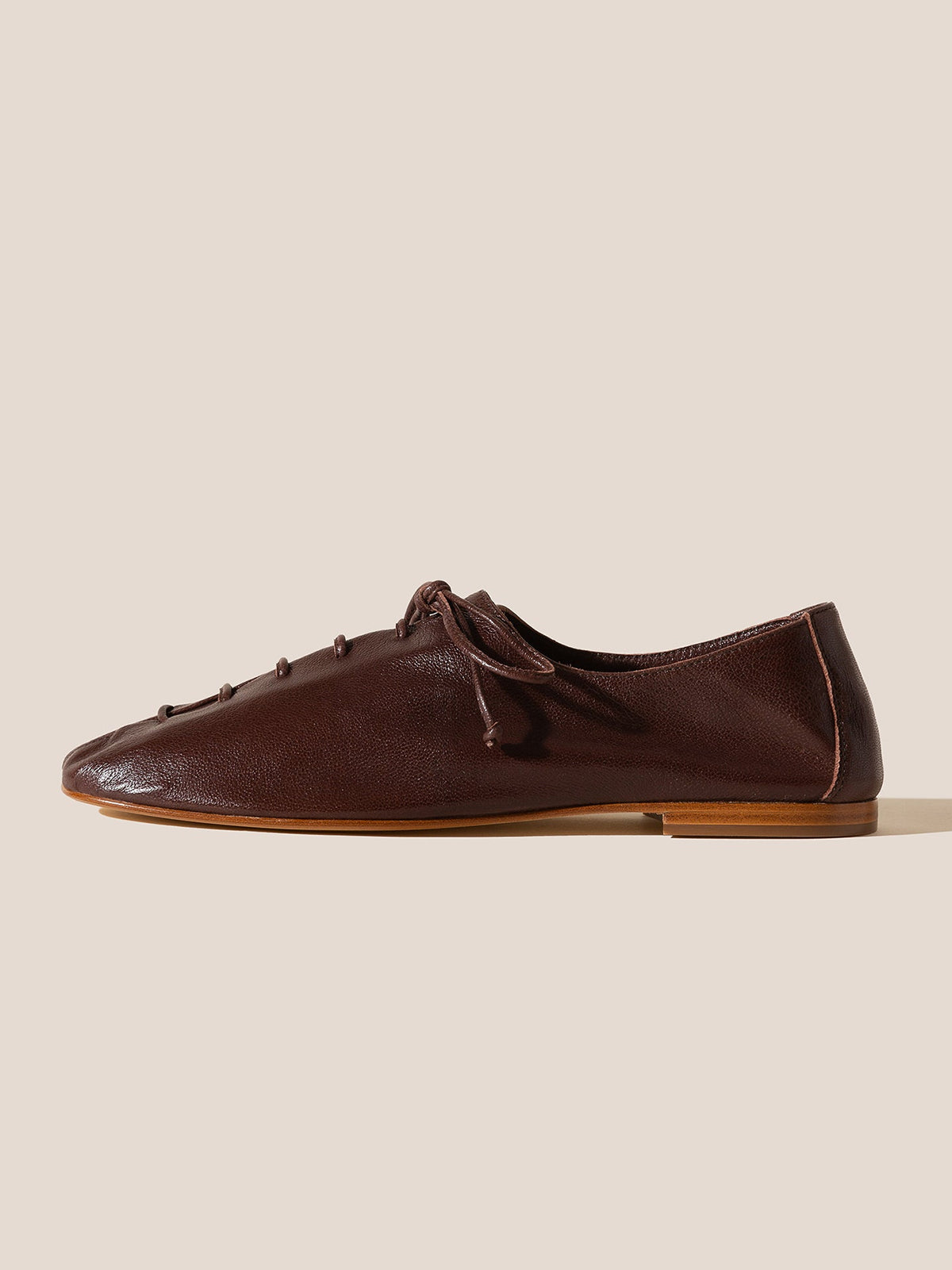 Mahogany Square-Toe Chic Slip-On Flats With Lace-Up