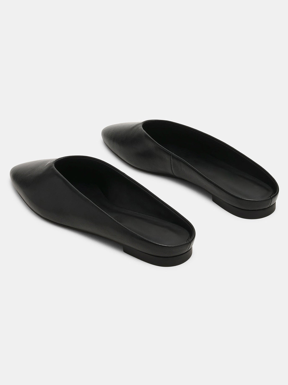 Black Pointed-Toe Backless Simple Slip-On Flats
