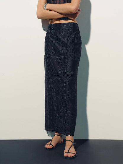 Black Square-Toe Back And Ankle Strap Flats Sandals