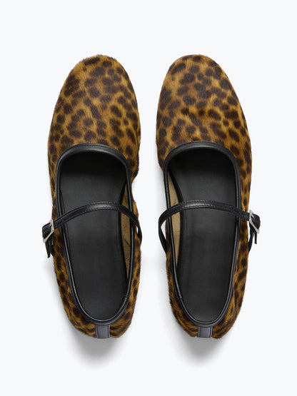 Chic Square-Toe Mary Jane Slip-On Ballet Flats - Leopard Pattern